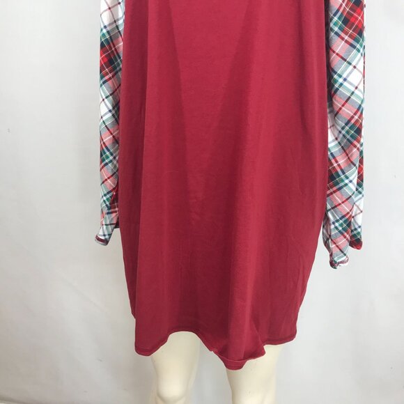 SLEEP BY CACIQUE - WOMEN'S 18/20 - BURGUNDY LONG SLEEVE COTTON BLEND PAJAMA TOP - Picture 3 of 9